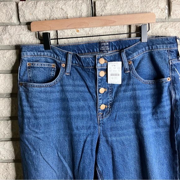 J. Crew Mid Rise Button Fly Flare Crop Jeans - Picture 4 of 7